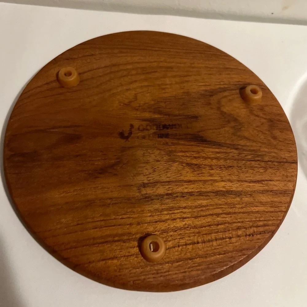 Vintage Goodwood Teak Glass Covered Cheese Dish With Cheese Slicer EUC